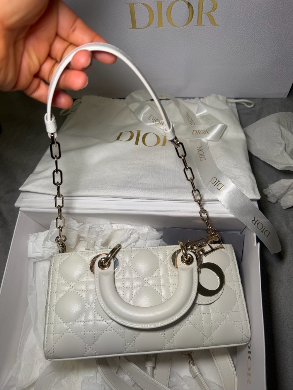 Dior Small Lady D-Joy Bag – Latte Cannage Lambskin - Picture 10 of 11